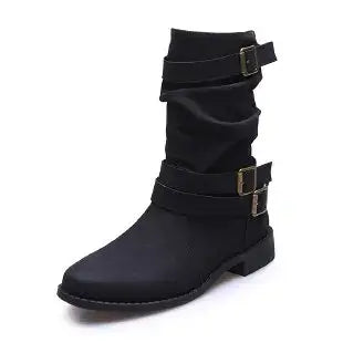 Botas Retrô Grossas de Cavaleiro Feminino XINGDIKU