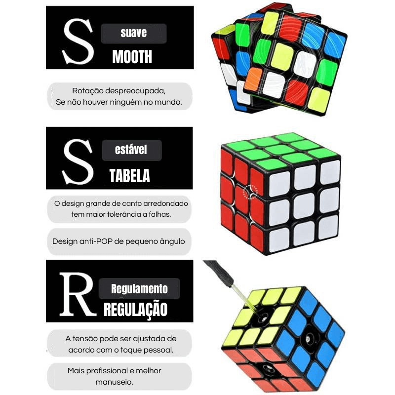 Cubo Mágico 3x3: Brinquedo de Velocidade Profissional