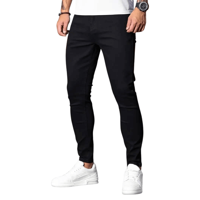 Calças Jeans Slim Fit Masculinas com Zíper Retrô