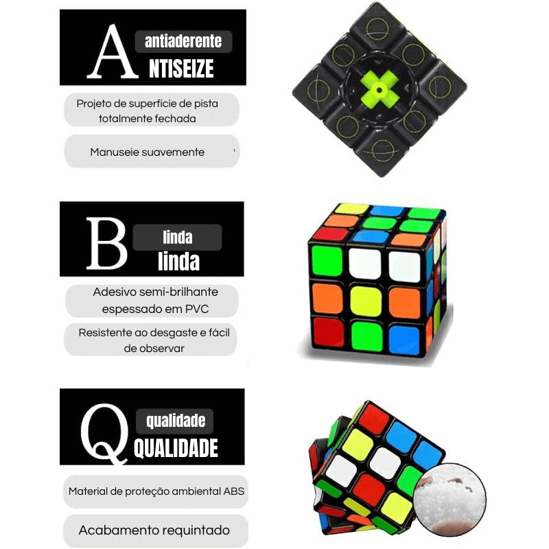 Cubo Mágico 3x3: Brinquedo de Velocidade Profissional