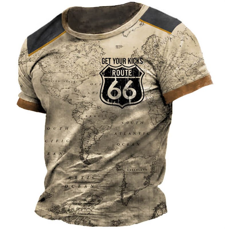 Camiseta Clássica de Manga Curta Masculina - American Route 66