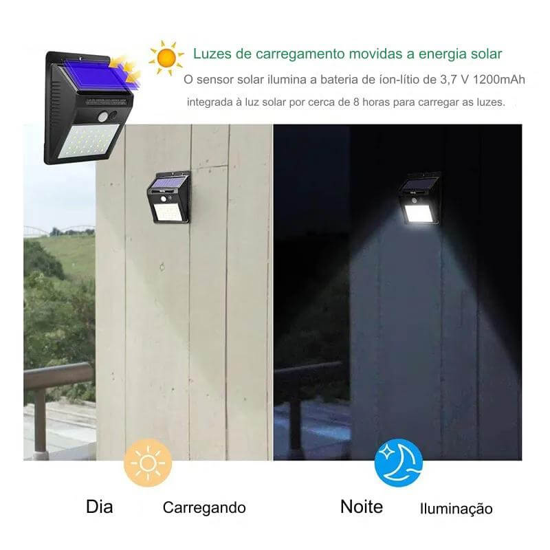 Luminária Solar LED com Sensor de Movimento PIR - Iluminação Eficiente e Sustentável