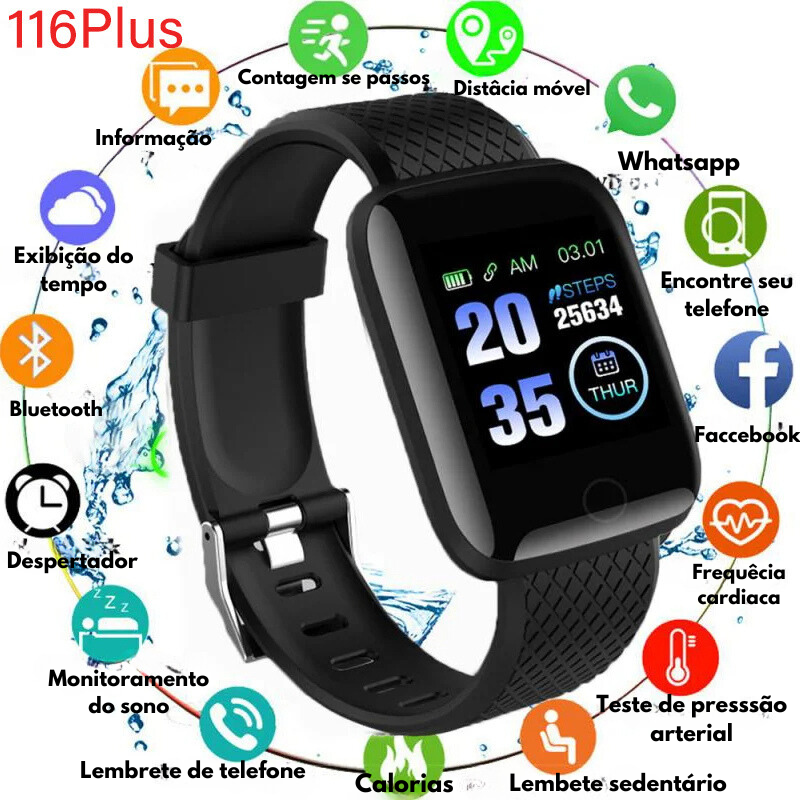 Smartwatch impermeável com recursos de fitness