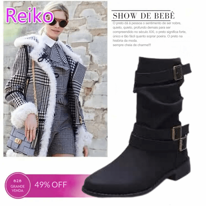 Botas Retrô Grossas de Cavaleiro Feminino XINGDIKU