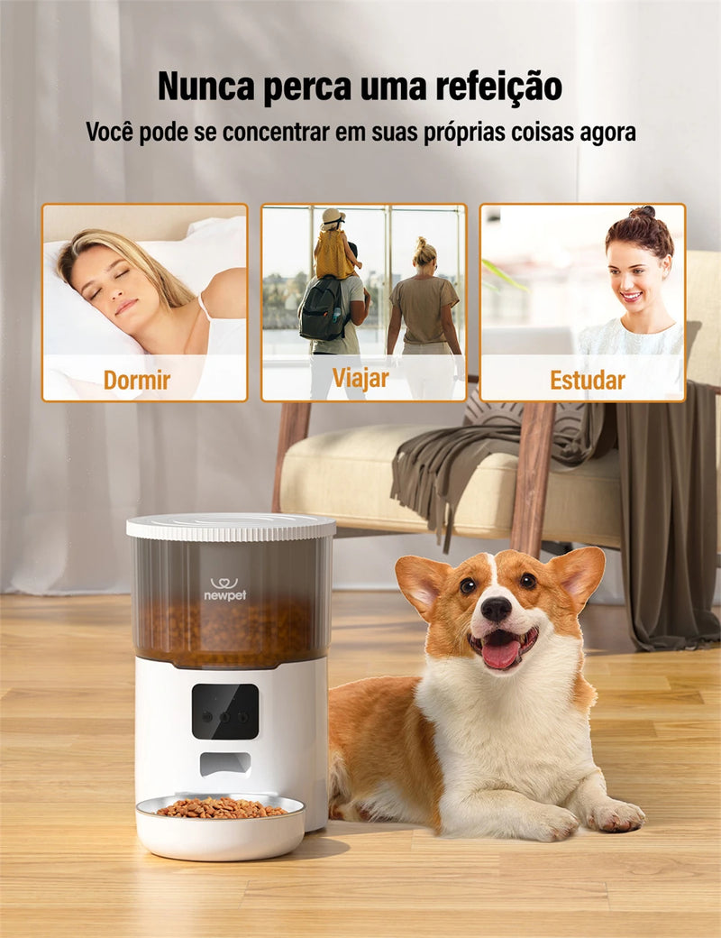 Newpet Alimentador Temporizado para Cães e Gatos 4L