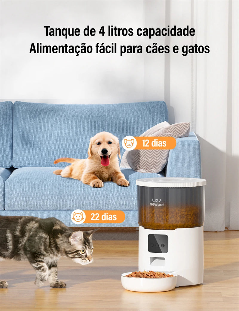 Newpet Alimentador Temporizado para Cães e Gatos 4L