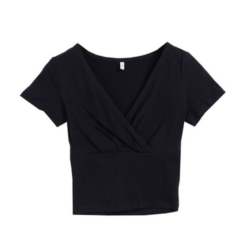 Top Recortado Feminino - T-shirt Cross Wrap para Adolescentes