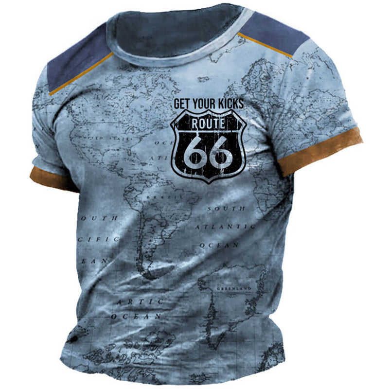 Camiseta Clássica de Manga Curta Masculina - American Route 66