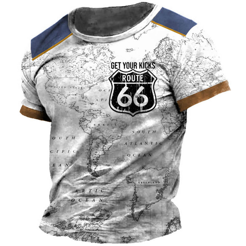 Camiseta Clássica de Manga Curta Masculina - American Route 66