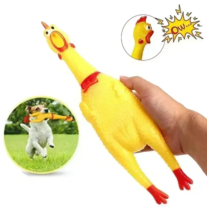 Borracha Amarela Exhaust Chicken Toy para Pet